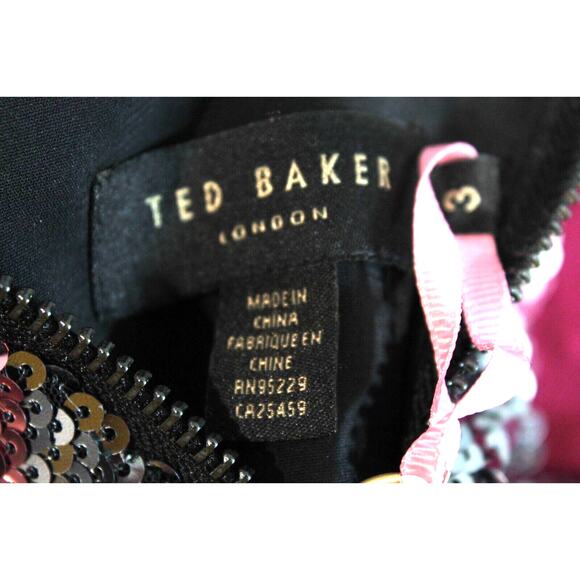 Ted Baker London Jocasta Stripe Sequin Mini Dress size 8/10 US Gray Pink Lined - Picture 5 of 8